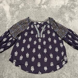 Sundance Shirt Women Small P Embroidered Lost in Time Top Eclipse Myriad Balloon